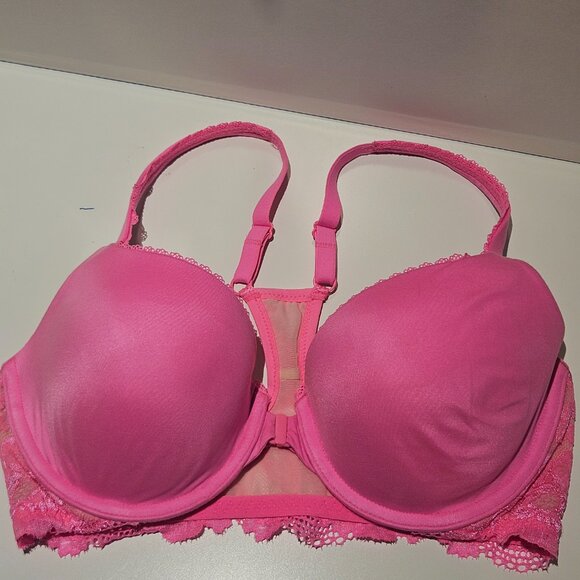 Victoria's Secret 34D Bra Body by Victoria Racerback Lace BRIGHT HOT PINK NWT - Picture 6 of 8
